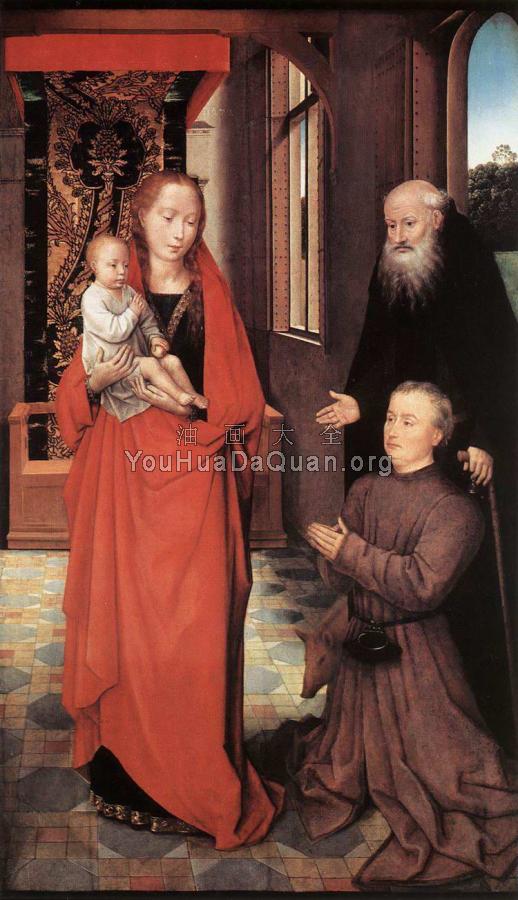 Virgin and Child with St Anthony the Abbot and a Donor - 汉斯·梅姆林
